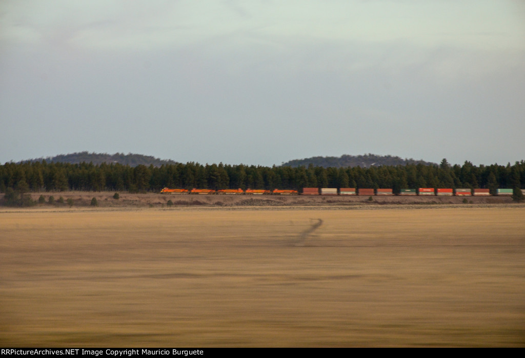 BNSF Intermodal running paralell to I-40